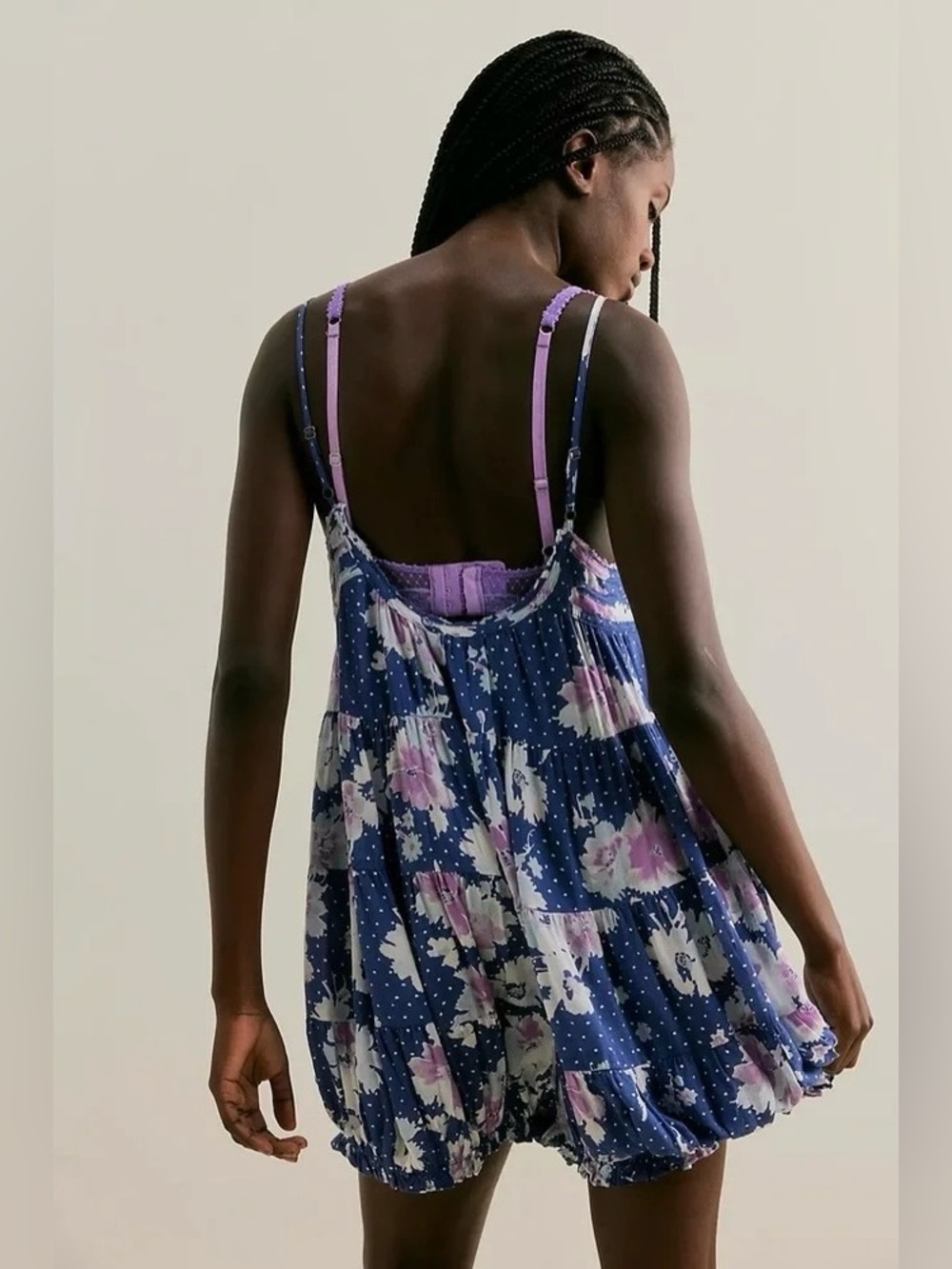 Free People Printed Crush & Blush Playsuit - Deep Sea Combo - Picture 3 of 9